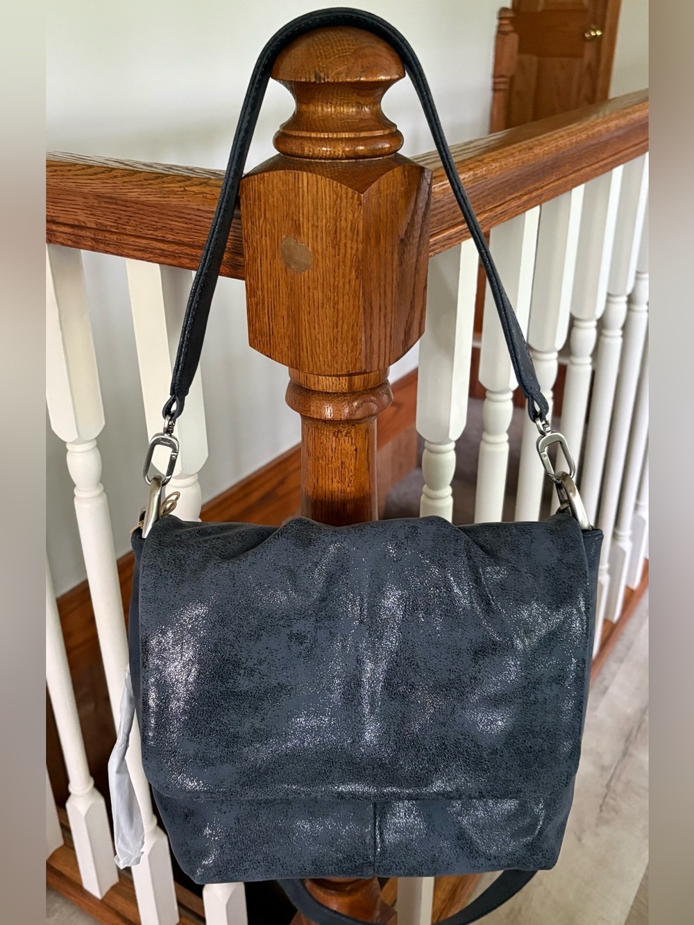 NWT HOBO Harley Buffed Leather Indigo Sky Convertible Shoulder Bag $318 Sold Out